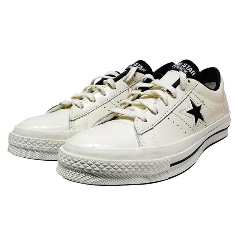 Converse One Star series leather classic and versatile low-top canvas shoes unisex black and white stitching