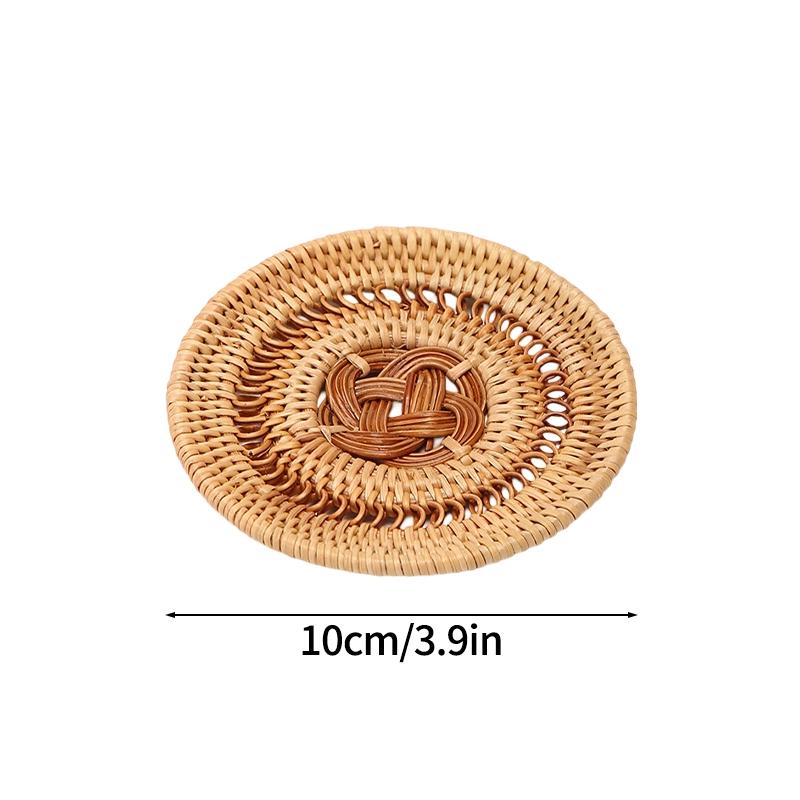 Rattan Coaster Creative Placemat Handmade Table Mat Heat Insulating Tablemat Tea Coffee Cup Pad Non-Slip Mat Round Coasters