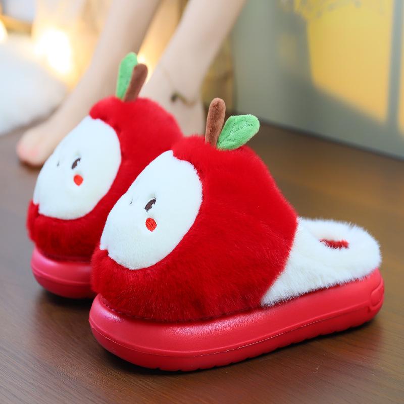 

Модные новые тапочки-яблоки женские зимние очаровательные домашние тапочки уютные плюшевые тапочки пушистые домашние шлепанцы женские пушистые комнатные тапочки 38-39 красный