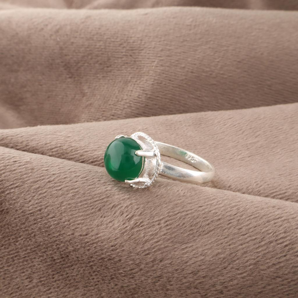 Smycken med grön onyx-ädelsten, Handgjord silverring, 925 sterlingsilversmycken, Designerring med onyx, Gåva till mormor