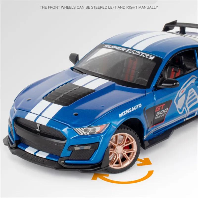 1:32 Ford Mustang Shelby GT500 Alloy Sports Car Model Diecast Metal Car Model Simulation Sound and Light Collection Kid Toy Gift
