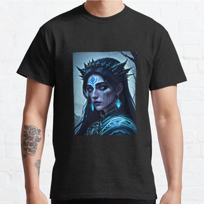 Herren Mode Lässig Kurzarm Mond Priesterin Kunstdruck Schwarze T-Shirts Übergroße T-Shirts