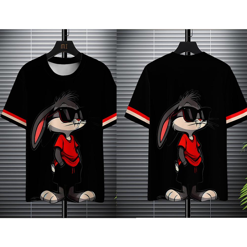 

Персонализированная мультяшная футболка с 3D-принтом кролика, летняя повседневная дышащая футболка с коротким рукавом и круглым вырезом для мужчин 6XL