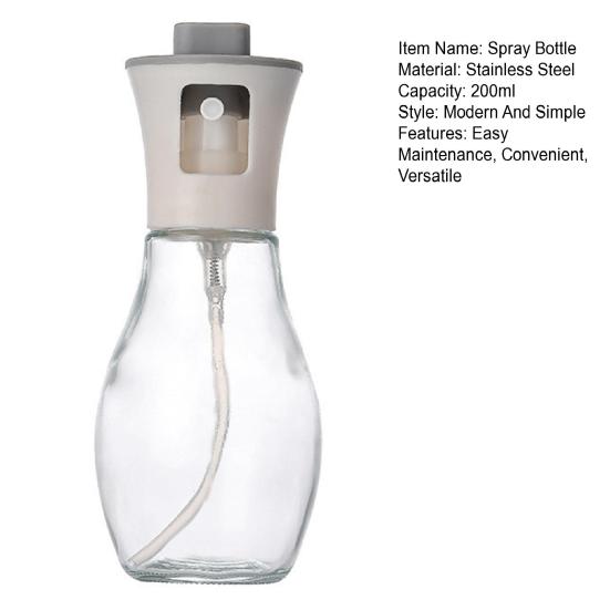 Spray Bottle 200ml Glass Oil Sprayer with Stainless Steel Nozzle Empty Vinegar Bottle