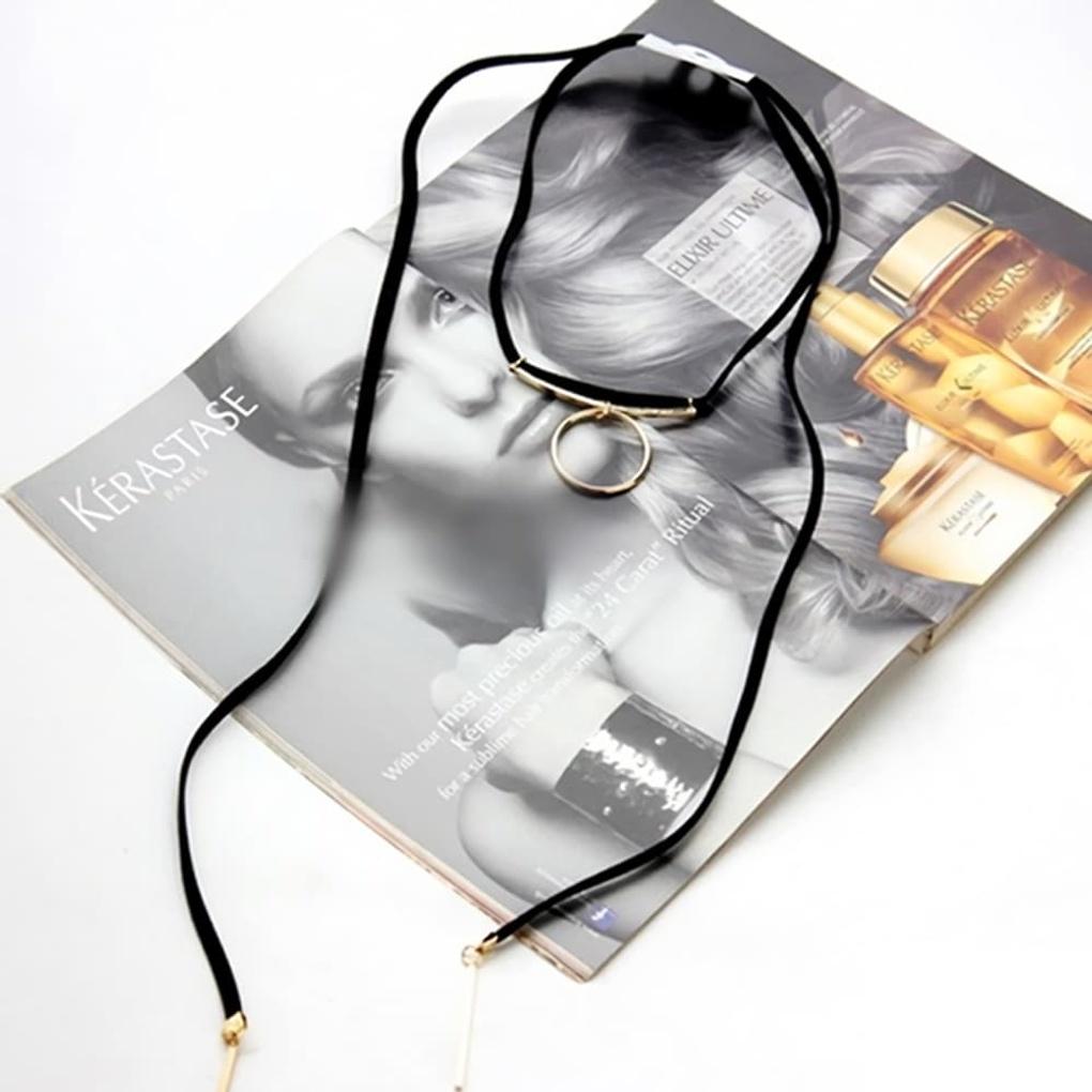 

Women s Choker Necklace Layered Double Line Round Point gold