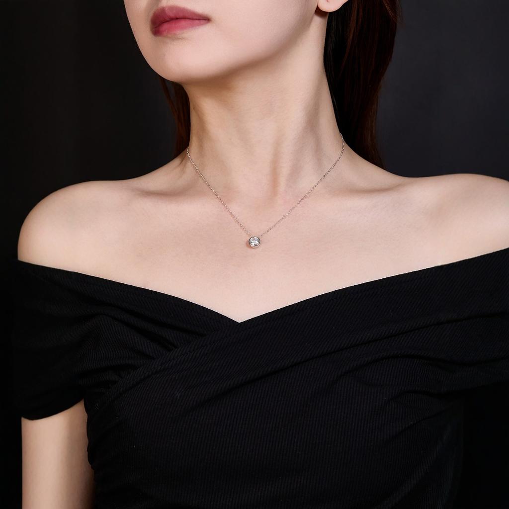 925 Silver Gold Plated Zircon Necklace for Women Birthday Party Gift Pendant Jewelry