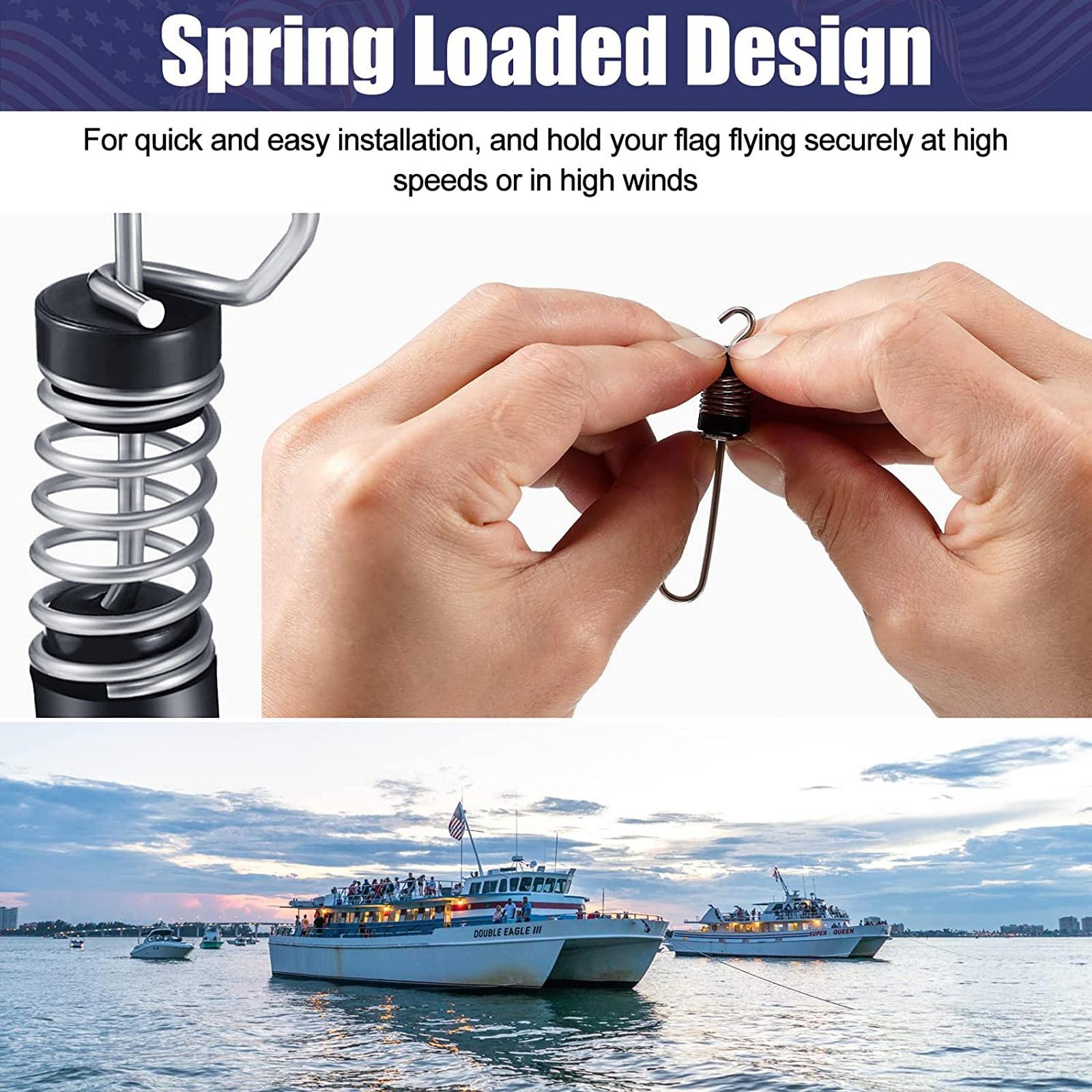 

Fishing Flag Clips Stainless Steel Flag Clips for Halyards Outrigger Lines Antennas Flagpole Rope Accessories one size чорний