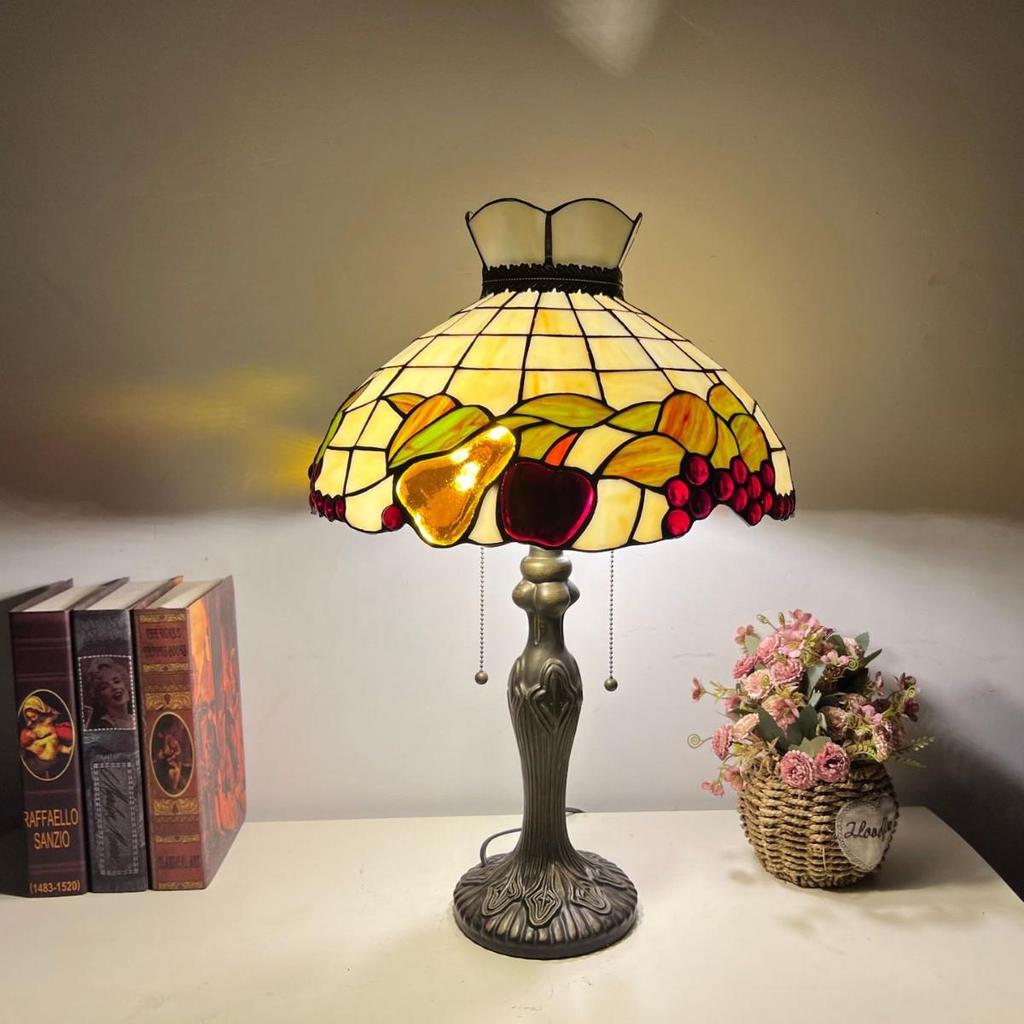 Yang Fengdi Tiffany Stained Glass Table Lamp - Warm Light European Design for Bedroom and Study