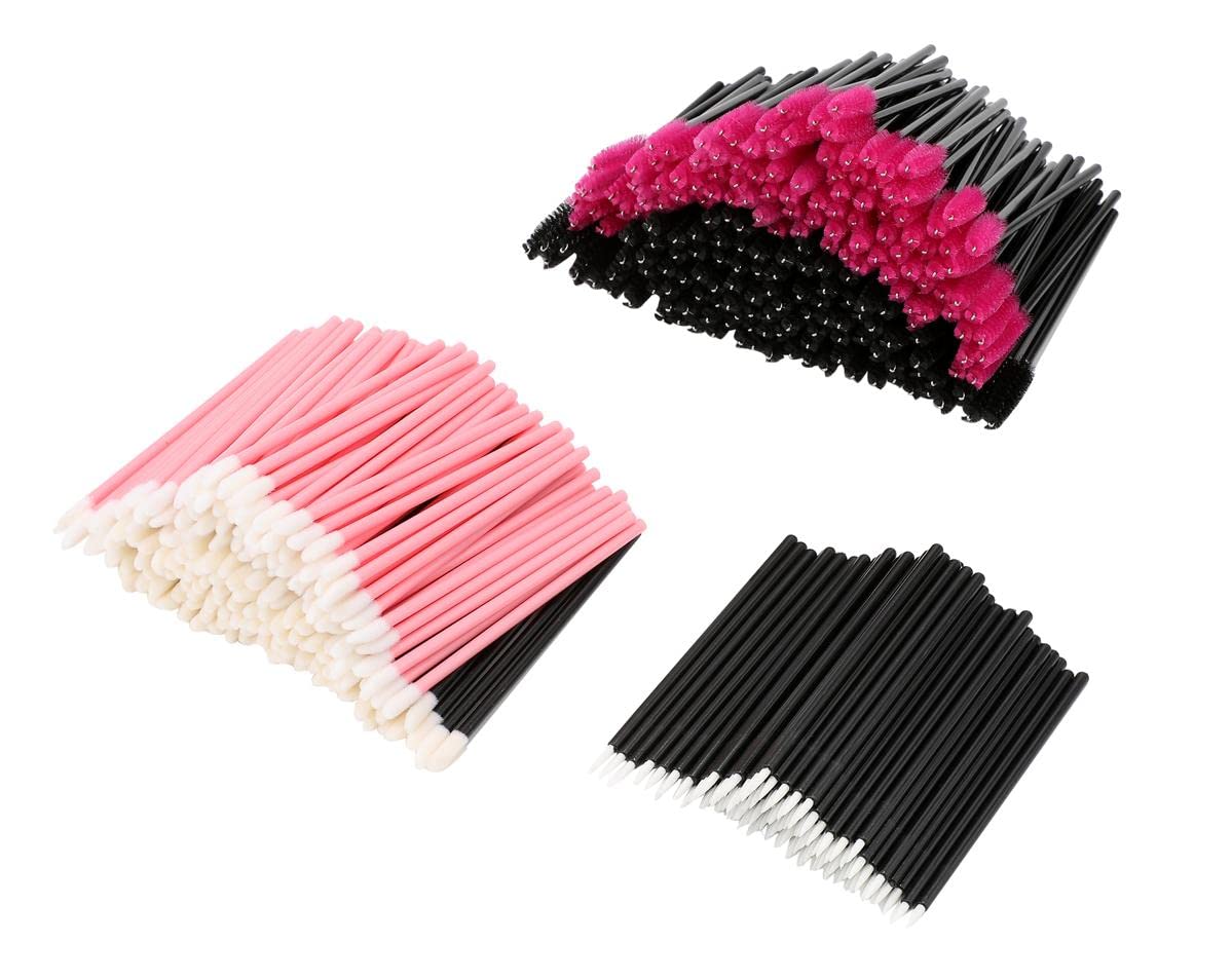 

Одноразові пензлики для макіяжу набір з 500 щіточок для туші, по 100 кожного з 2 кольорів, палички для блиску, по 100 кожного з 2 кольорів, палички для підводки, 100