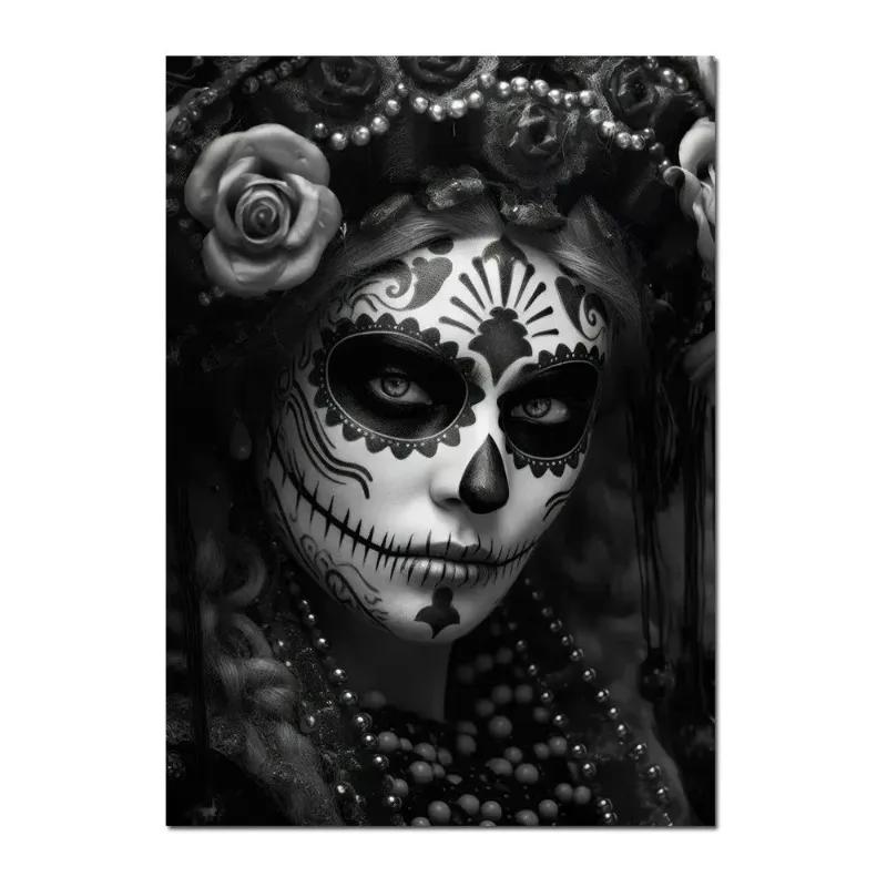 Mexican Day of The Dead La Catrina Sugar Skull Girls Poster Prints Gothic Canvas Painting Art Picture for Room Home Decor