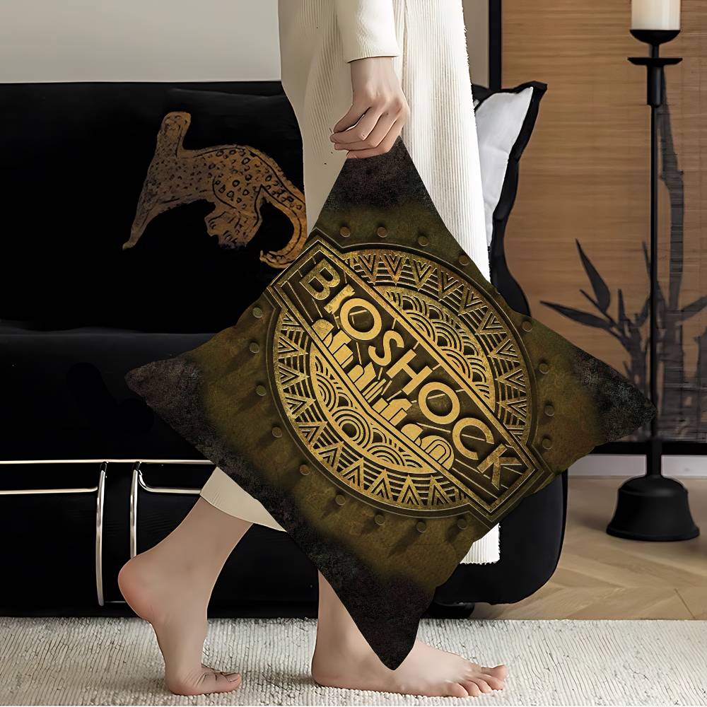 Retro BBioshock RRapture Game Cushion Cover Pillow Cover Decor Pillowcase Printed Cushion Case for Couch