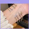 Geometric Silver Zirconia Drop Flower Bracelet Set For Fashion Women