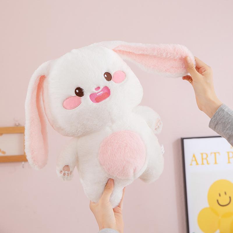 Cute Fat Rabbit Plush Toy Doll White Bunny Doll Big Eared Rabbit Bed Sleeping Pillow Birthday Gift