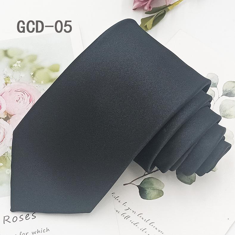 High-Density Yarn-Dyed Black Polyester Silk Tie - 8cm, Formal & Casual