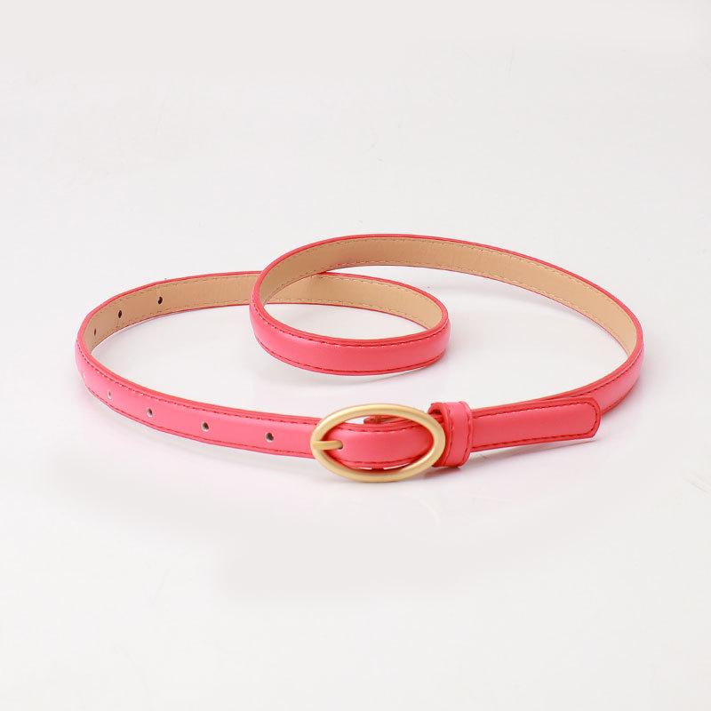 New Women's Fresh Thin Belt - Dopamine Oval Buckle, Fashionable & Versatile for Dresses