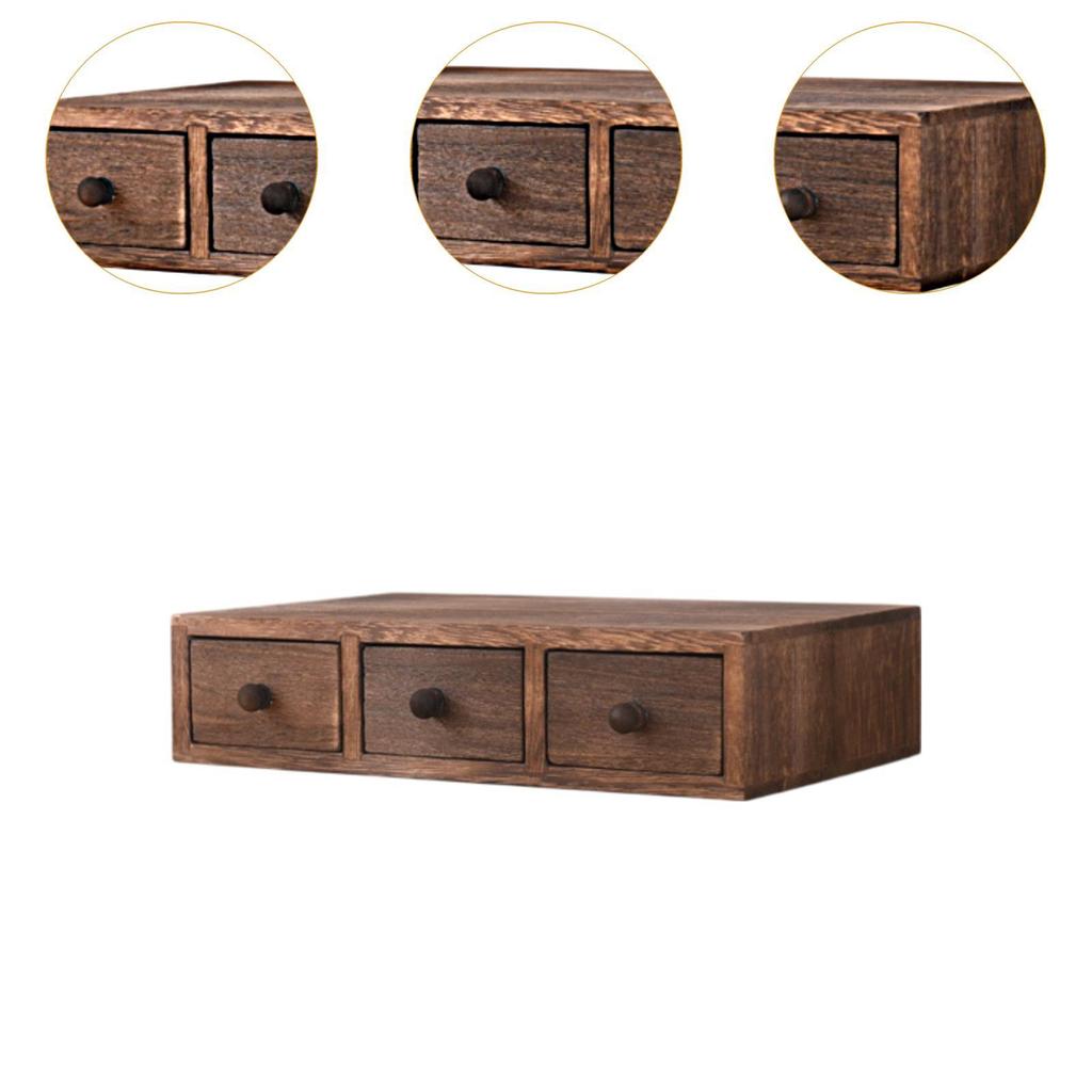 Wood Desktop Organizer Jewelry Holder, Versatile Cosmetic Organizer, Wood Tabletop Cabinet for Toiletries Notepads