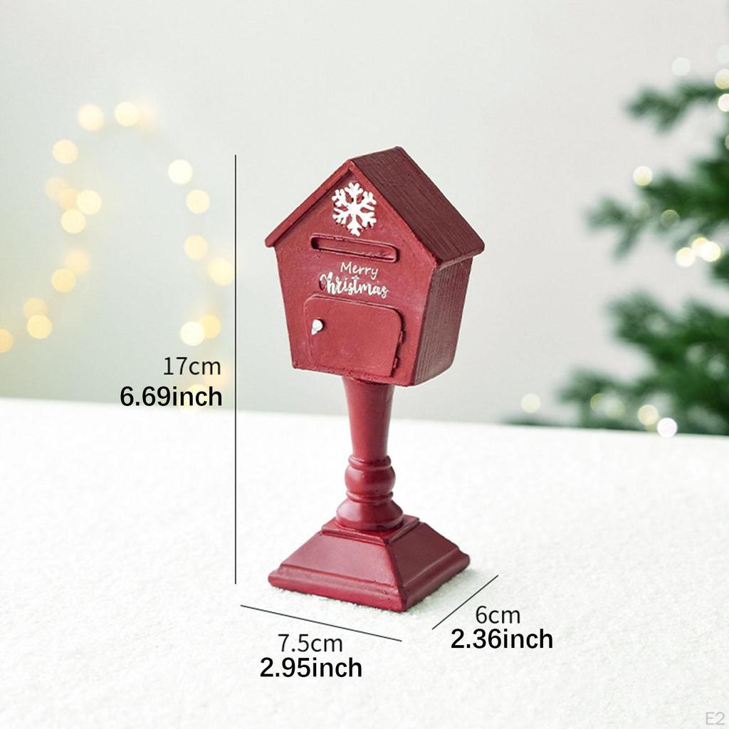 Christmas Sculpture Mailbox Statue Collection Crafts Gift Artwork Resin Figurine Ornament for Office