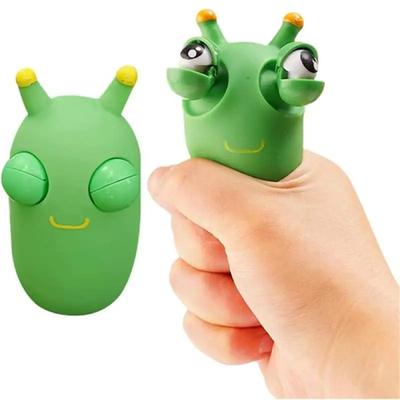 Green Bug Squeeze Toy Grass Eyes Popping Out Toy Sensory Fidget Toy Eyeball Bouncing Toy Slug Pop-it Toys for Toddler Kids