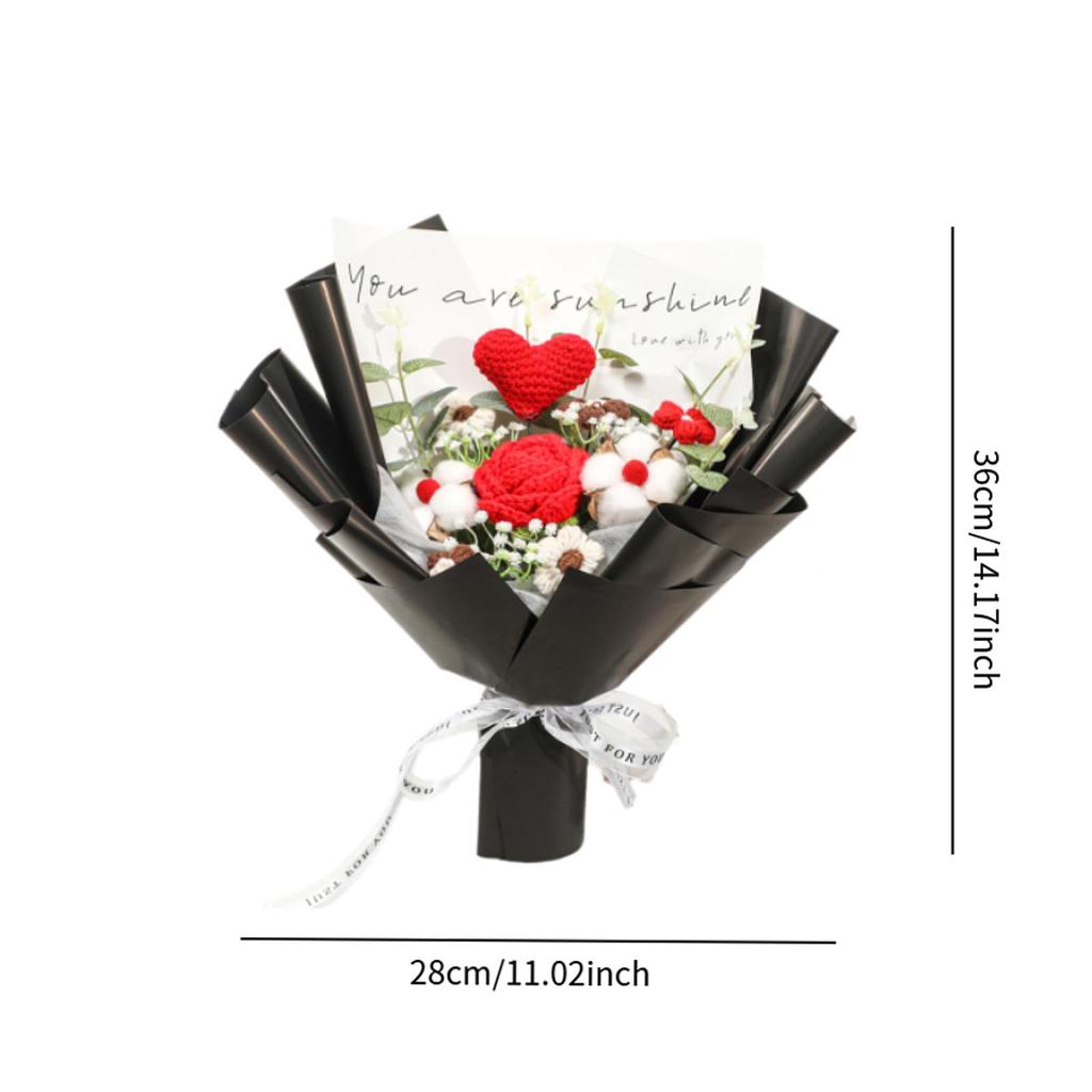 Crochet Flowers Gift Bouquet Knitting Flower Handmade Table Decoration for Home Decor Multifunctional Finished Product