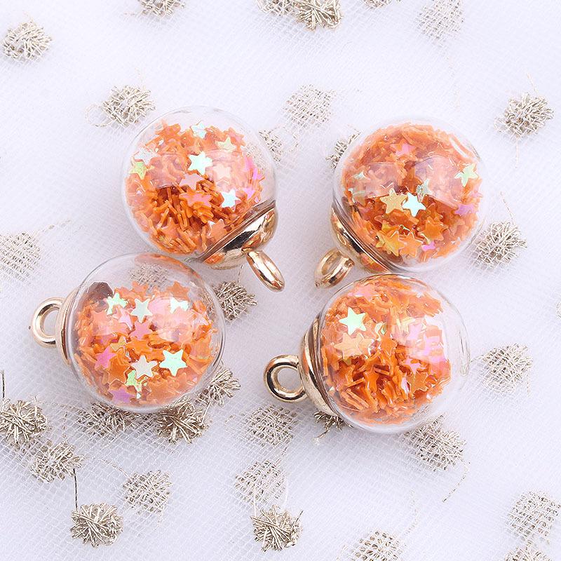 10Pcs Charms Star Sequins Transparent Glass Ball 16mm Pendants Crafts Making Findings Handmade Jewelry DIY for Earrings Necklace