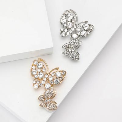 Fashion Alloy Rhinestone Butterfly Brooch Temperament Simple Women'S Suit Dress Corsage Jewelry Pin