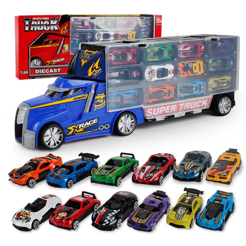 

12 шт., детские игрушки с инерционным и откатным автомобилем, пластиковые модели транспортных средств для детей, мальчиков синий