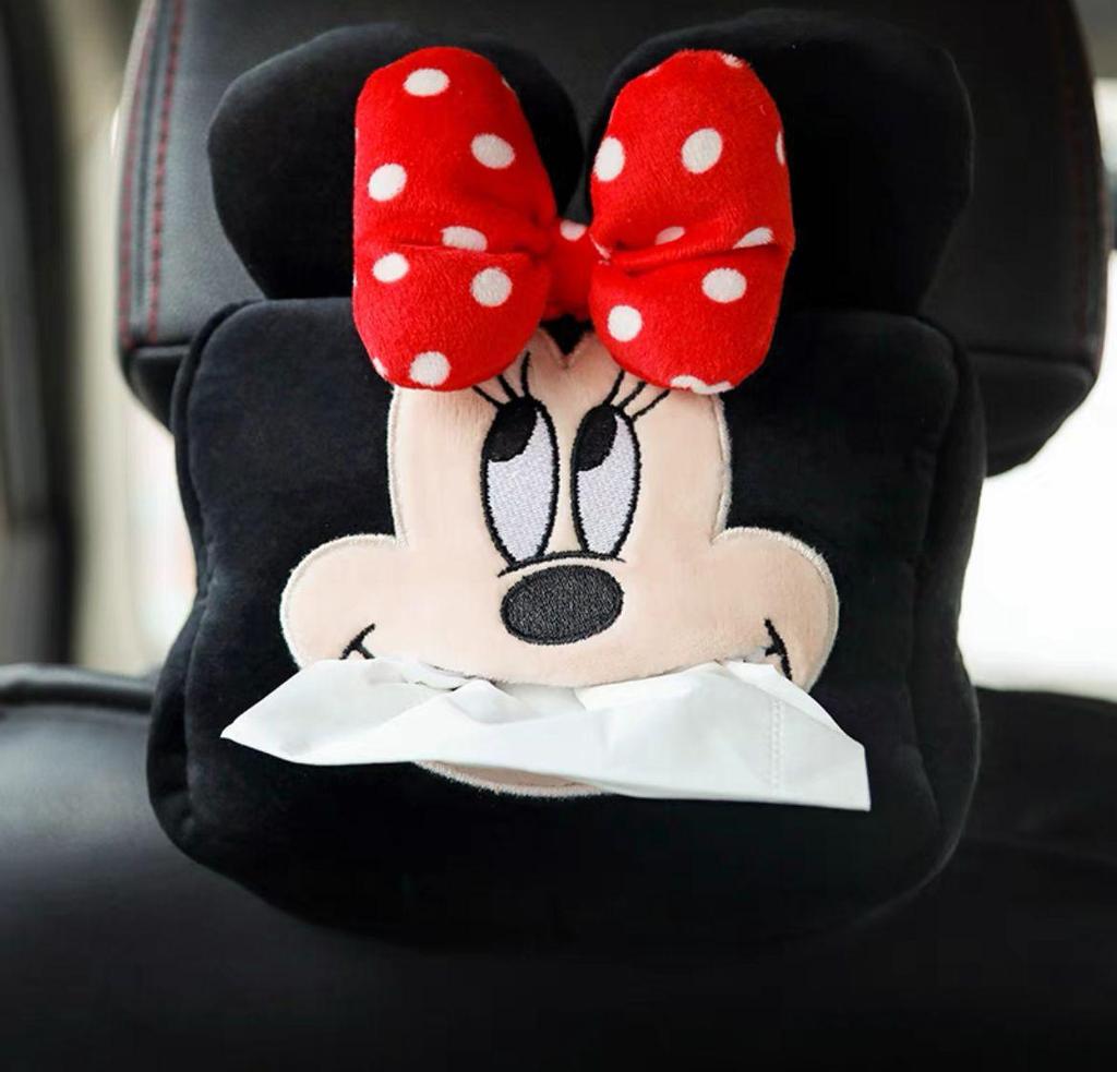 Cute Car Cartoon Plush Tissue Box Cover for Armrest or Seat Back