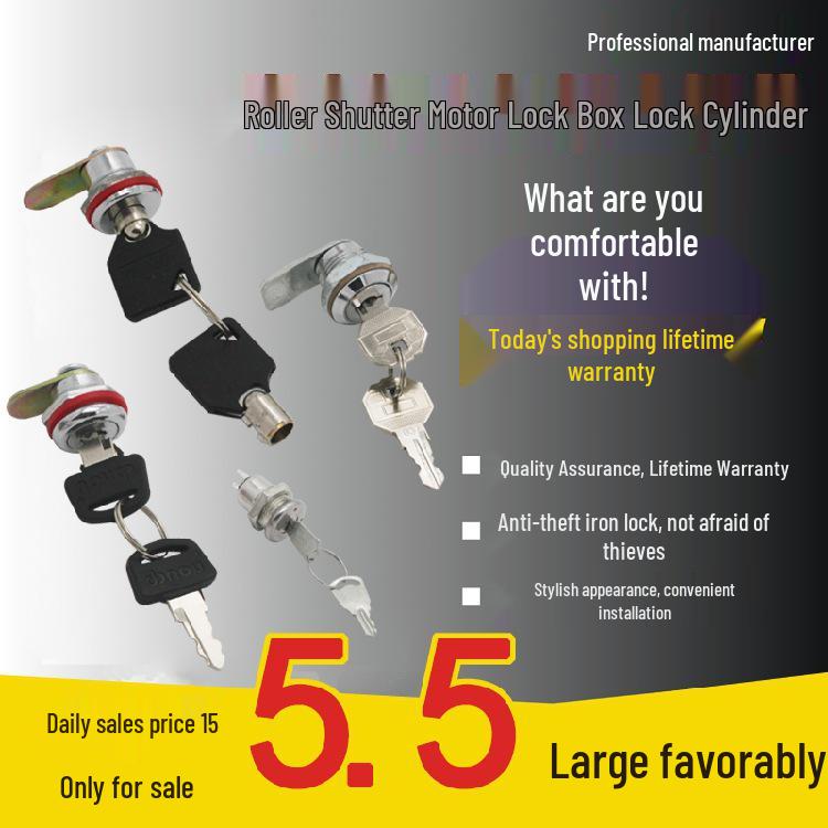 Electric Roller Shutter Door Lock Key Switch Box - Bullet Head Cylinder & Accessories.
