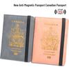 Canadian Passport Holder with Anti-Magnetic Strap & Multi-Card Slots, Transparent Window & Ticket Slot 