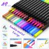 12-60 Colors Double Headed Art Drawing Notebook Pen Painting Pen Color Marker Pen Brush Tip 1-2mm Fine Tip Calligraphy Painting