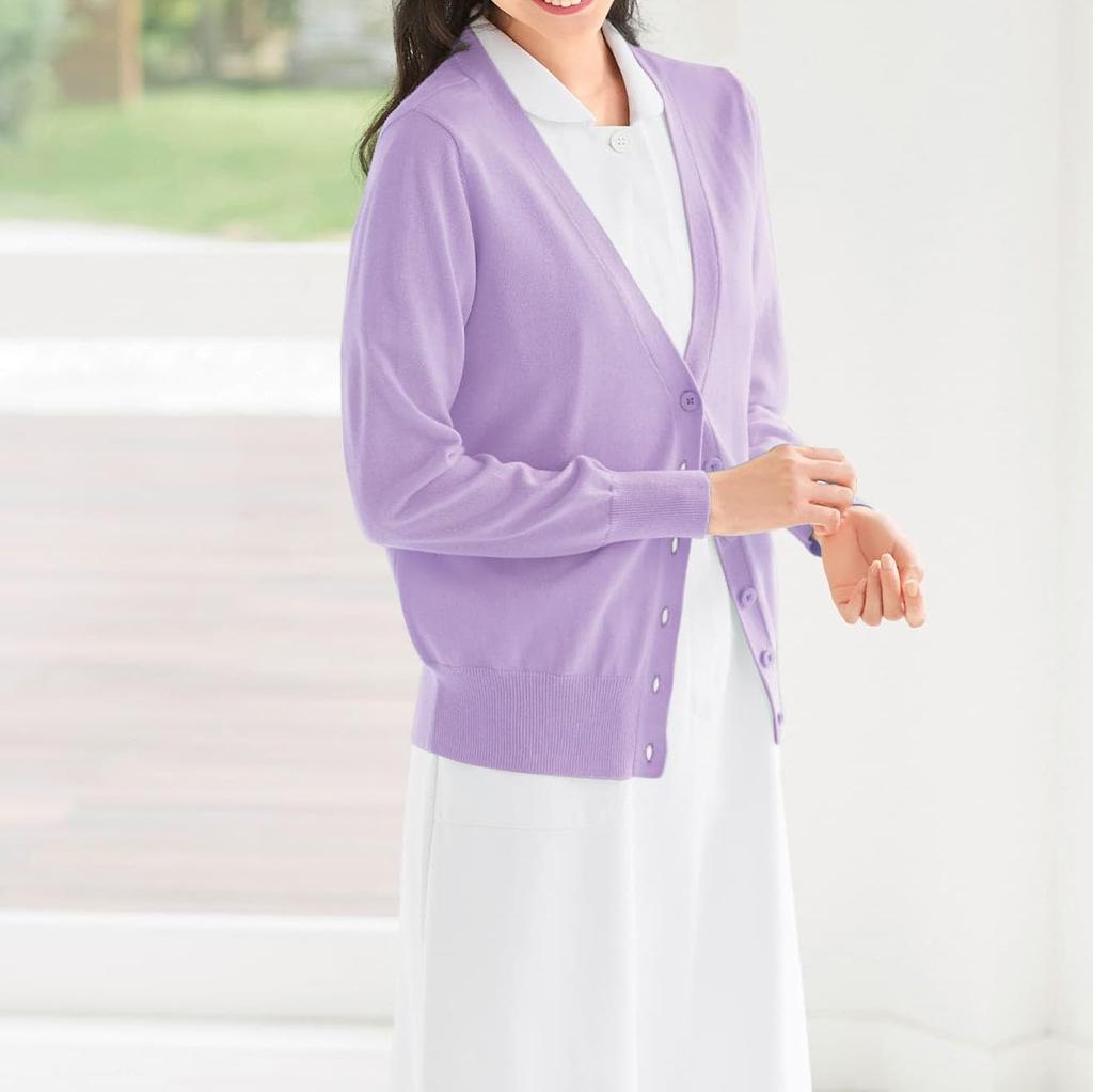 [Anfamie] Wasbare Vest, Gladde Katoenmix, V-hals, Normale Lengte, Geschikt voor Borstvoeding, Kantoor en Dagelijks Gebruik, Bescherming tegen Kou, Maat LL, N