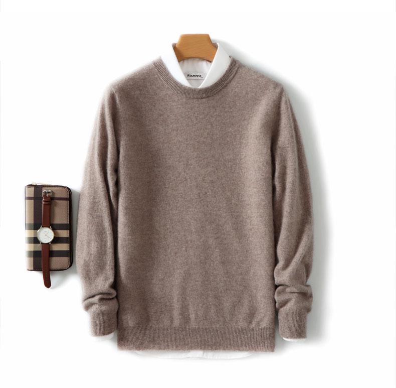 Men's Pure Wool Loose Fit Sweater: Casual & Formal Round Neck for Autumn/Winter