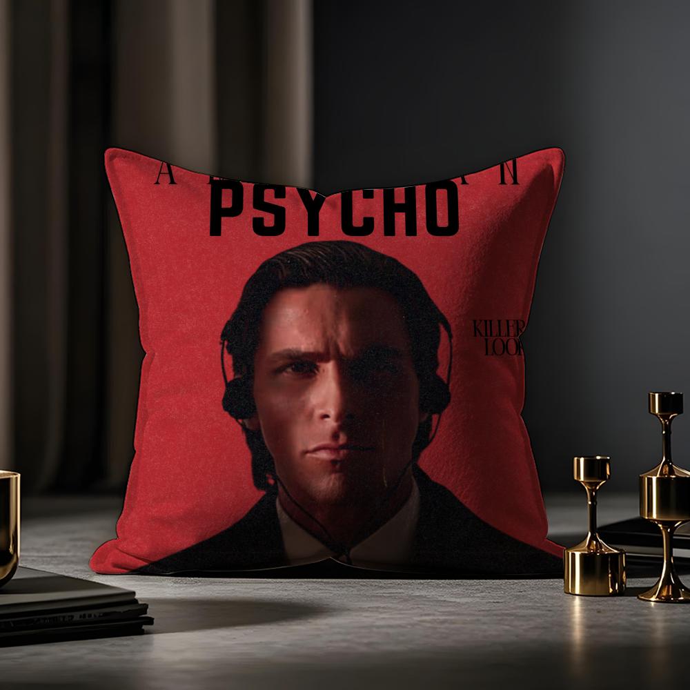 American Psycho Cushion Cover Anti-dustmite Pillowcase Invisible Zipper Silky Short Plush Sofa Cushion Cover