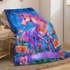 1 Rose Unicorn Pattern Flannel Blanket - Soft and Warm, Suitable for Camping, Sofas, Beds and Chairs, a Perfect Holiday Gift