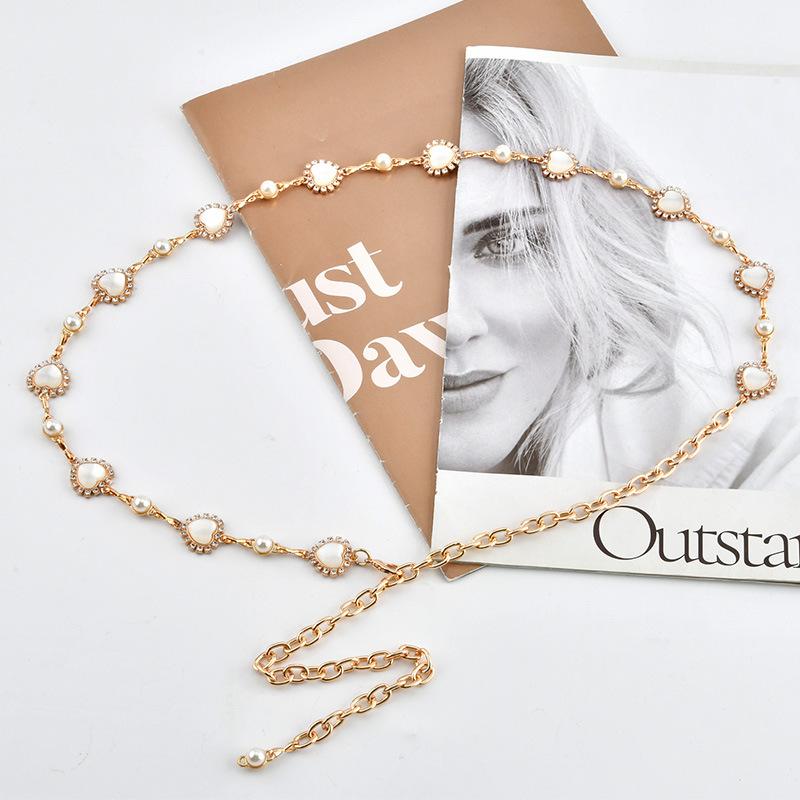 

Новая любовь Стразы Кошачий глаз Металл Женская цепочка для ремня Декоративное платье Костюм Высококлассная поясная цепочка Женская