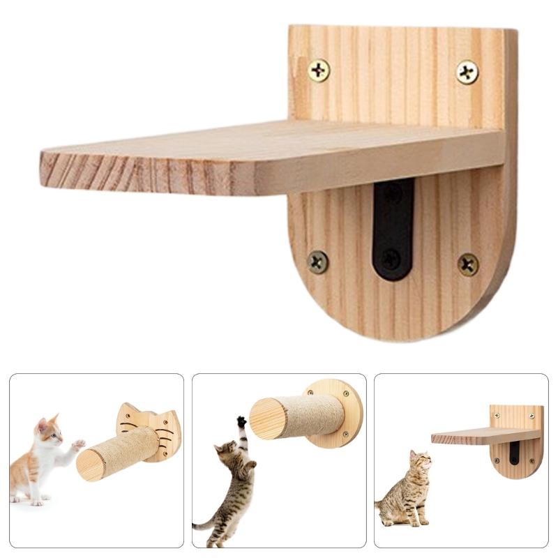 Corner Mounted Cats Shelving System Vertical Climbings Shelf Space With Reinforced Wood Panel Secure Wall Installation