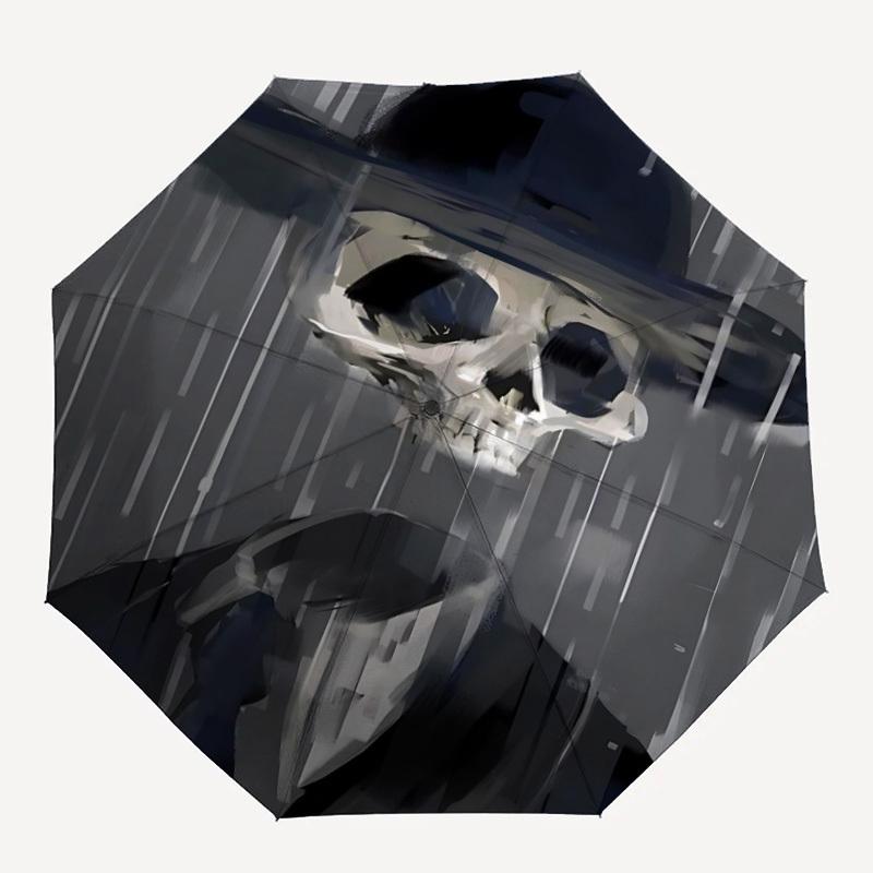

1pc Skull Hat Automatic Open/Close Umbrella with One-Touch Button, Compact Folding Canopy, Sturdy 8-Rib Windproof Design S22
