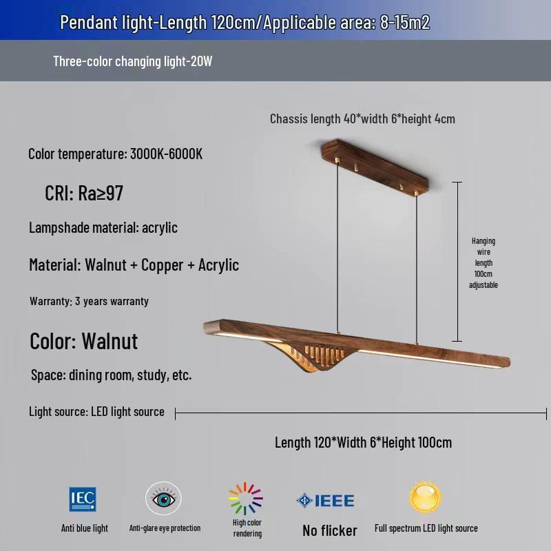 Zen Designer Tea Room Chandelier with Black Walnut and Copper