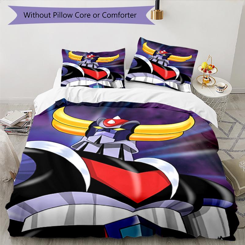 3pcs UFO Robo Grendizer pattern bedding set duvet cover set includes duvet cover &pillowcases, perfect all season bedroom decoration & gift