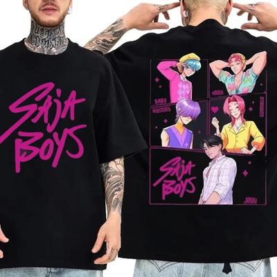 KPop Demon Hunters Movie Saja Boys T Shirt Men's Women High Quality Cotton T Shirt Fashion Hip Hop Harajuku Short Sleeve T-shirt