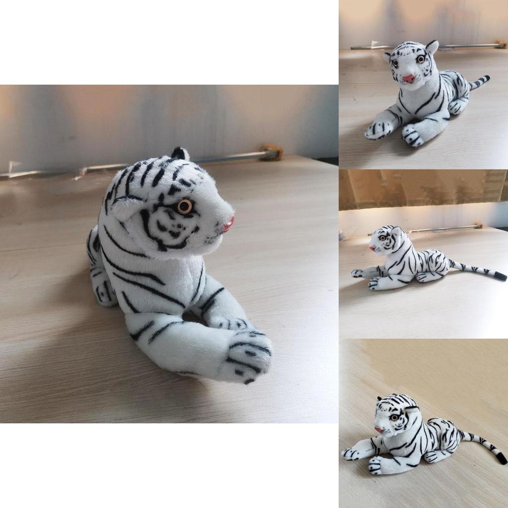 Large Realistic White Tiger Plush Animal 30cm Hairy Stuffed Toy Perfect For Kids