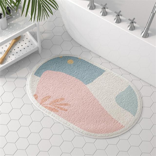 

Абстрактное искусство, ковер для ванной комнаты, полукруглые коврики для ванной, коврик для гостиной, нескользящий входной коврик для душа, туалетные коврики для домашних животных, коврик для двери W40X60cm S