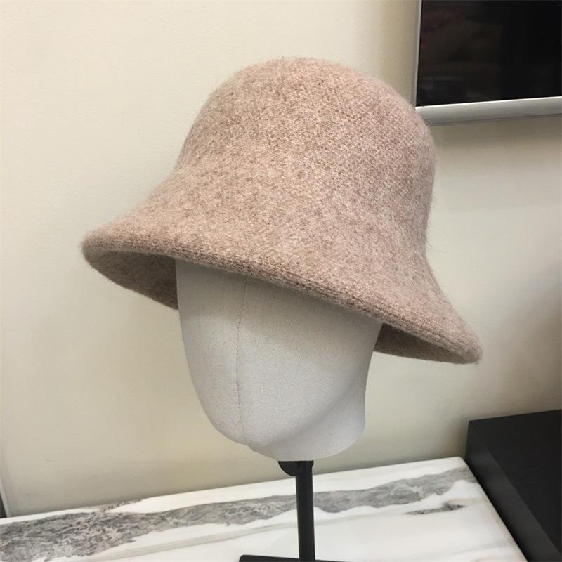 Wool bucket hat autumn and winter women double brim thermal basin hat literary fashion gift hat