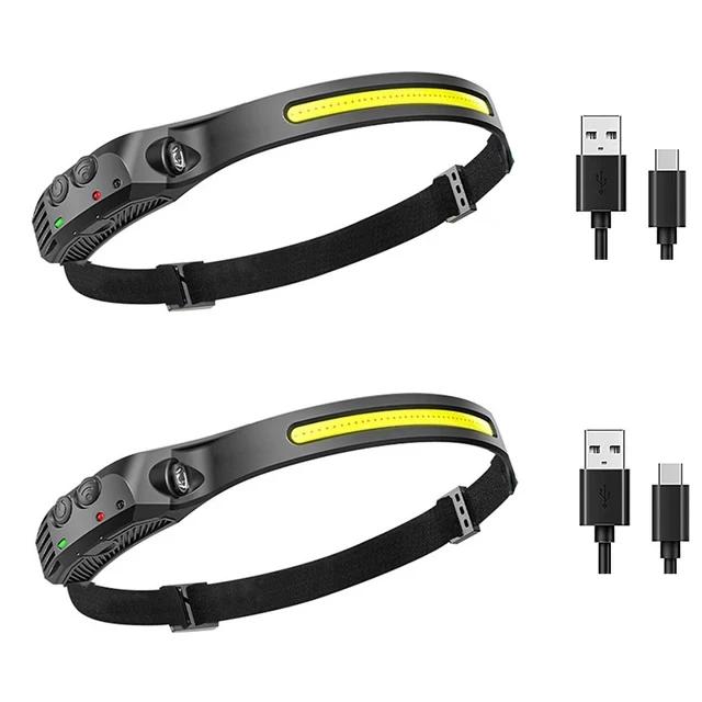 LED Headlamp Sensor Headlight USB Rechargeable Camping Search Light Head Flashlight With Built-in Battery Outdoor Work Light