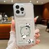 Card Slot Pocket Clear TPU Case For iPhone 17 16 Pro 17e 16e 15 14 13 12 Pro Max 11 Cartoon Panda Soft Silicone Phone Back Cover