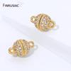 18K Gold Plated Brass Inlaid Zircon Ball Magnetic Clasps,Magnetic Lock Connector Clasps For DIY Jewelry Making Accessories