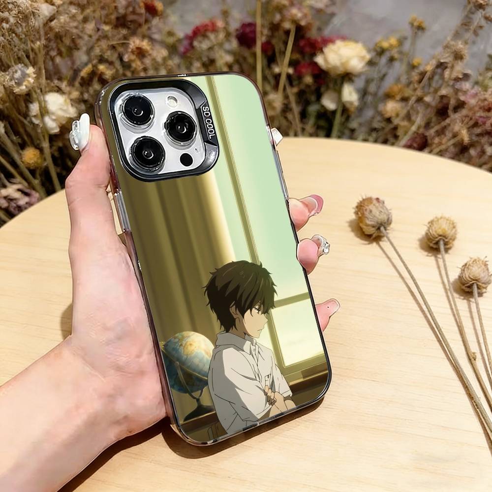 Hyouka Hotaro Oreki Phone Case For iPhone 17,16,15,14,13,12,11 Plus,Pro Max,XS,Colored Silver Plated Inside Cover iPhone15Plus