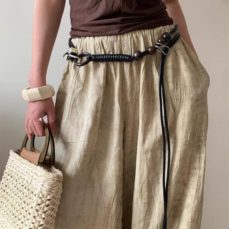Song Yanfei super long multi-layer Peruvian leather rope beaded waist chain belt versatile fashion clothing accessory chain