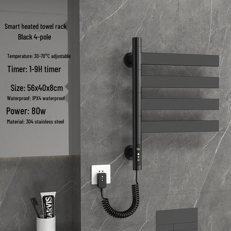 Stainless Steel Smart Electric Towel Rack with Rotatable Heating and Sterilization for Hotel Bathrooms