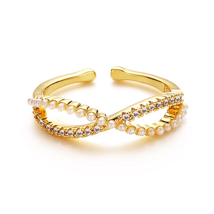 Cross Pearl Ring Women's Fashion Personality Light Luxury Simple Temperament Index Finger Ring Women's Ring